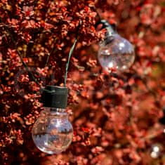 Polux Solárne záhradné svietidlo LED svetelná reťaz 3,8m GIRLANDA 10x LED dekoratívna guľa 3000K Teplá biela