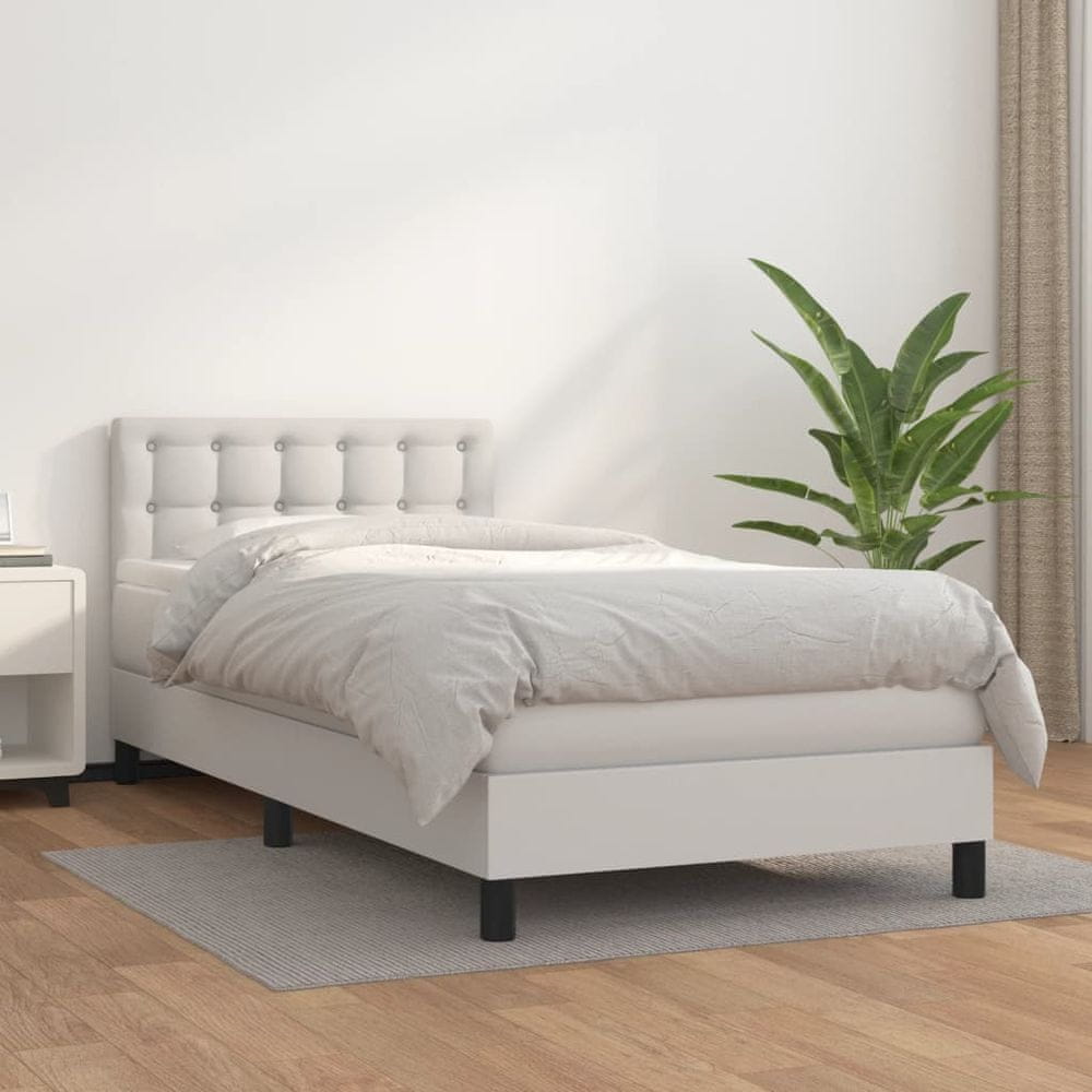 shumee Boxspring posteľ s matracom biela 90x200 cm umelá koža