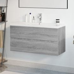 Vidaxl Umývadlová skrinka so vstavaným umývadlom sivá sonoma drevo