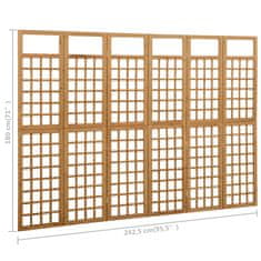 Petromila vidaXL 6-panelový paraván/mriežka masívne jedľové drevo 242,5x180 cm