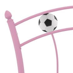 Vidaxl Rám postele s futbalovým dizajnom ružový kov 90x200 cm