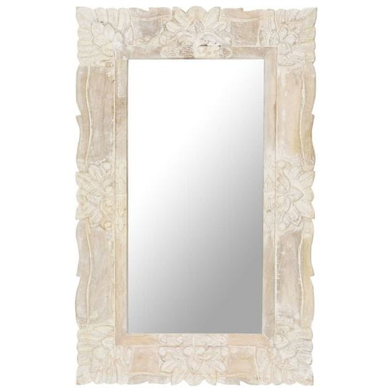 Vidaxl Zrkadlo biele 80x50 cm masívne mangovníkové drevo