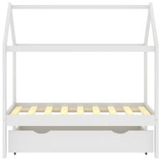 Vidaxl Detský posteľný rám so zásuvkou biely 70x140 cm borovica