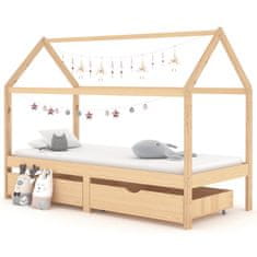 Vidaxl Rám detskej postele so zásuvkami 90x200 cm borovicový masív