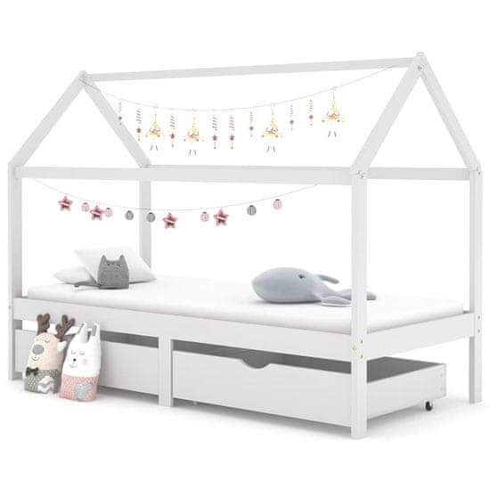 Vidaxl Detský rám postele so zásuvkami biely borovicový masív 90x200cm