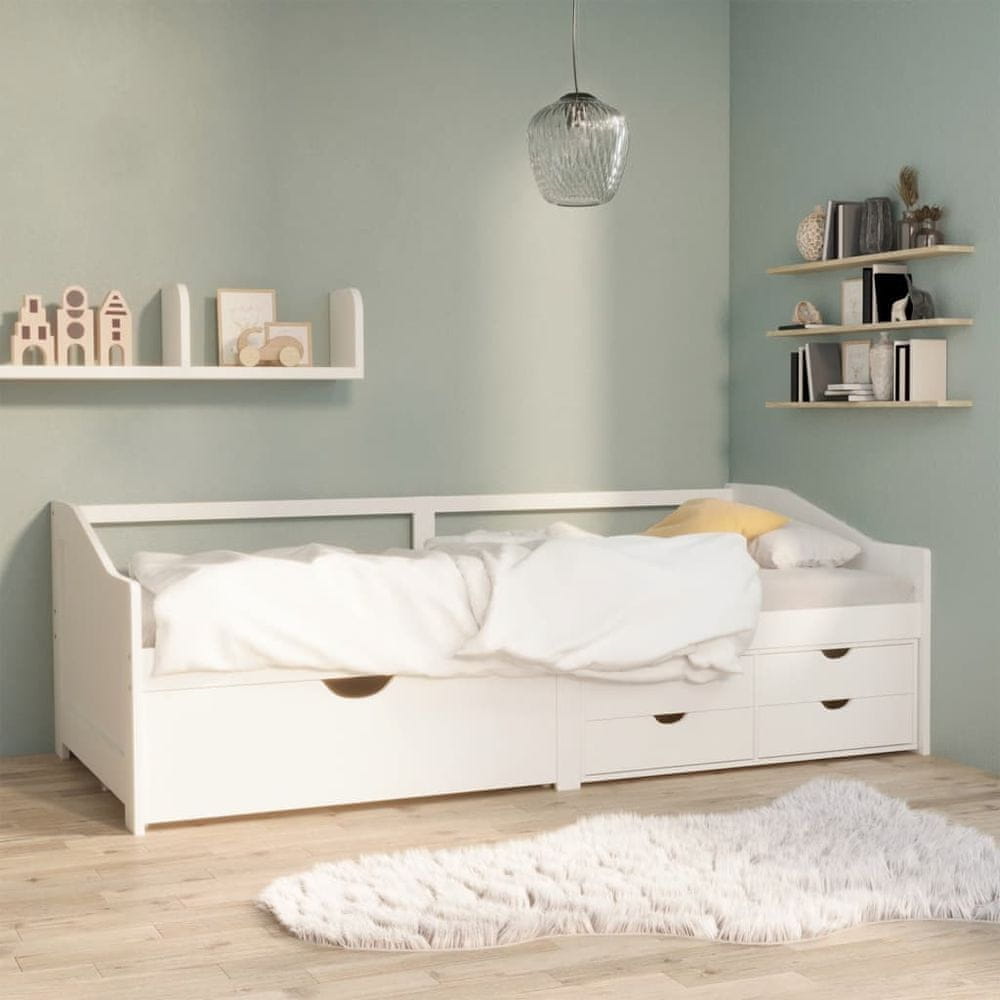 Vidaxl 3-miestna posteľ so zásuvkami biela masívna borovica 90x200 cm