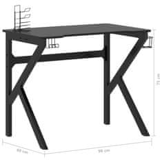 Vidaxl Herný stôl s nohami v tvare K čierny 90x60x75 cm