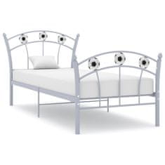 Petromila vidaXL Rám postele s futbalovým dizajnom sivý kov 90x200 cm