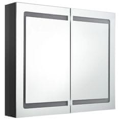 Vidaxl LED kúpeľňová zrkadlová skrinka žiarivá čierna 80x12x68 cm