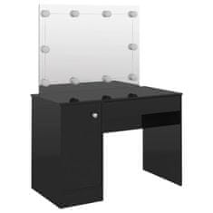 Vidaxl Toaletný stolík s LED svetlami 110x55x145 cm MDF lesklý čierny