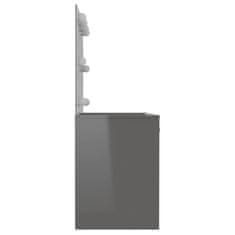 Vidaxl Toaletný stolík s LED svetlami 110x55x145 cm MDF lesklý sivý