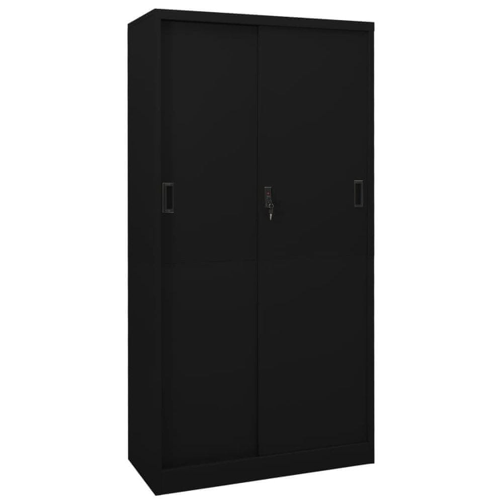 Petromila vidaXL Kancelárska skriňa s posuvnými dverami čierna 90x40x180 cm oceľ