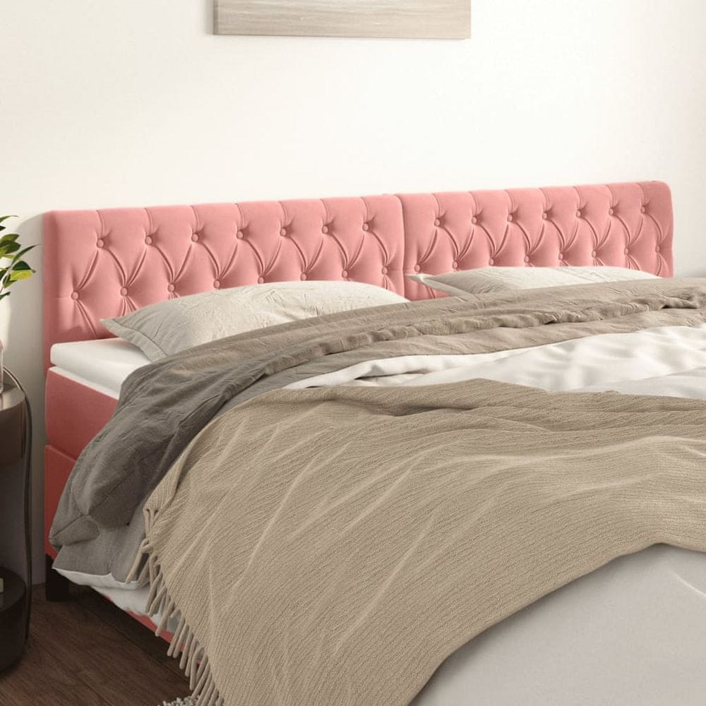 Vidaxl Čelá postele 2 ks ružové 100x7x78/88 cm zamat