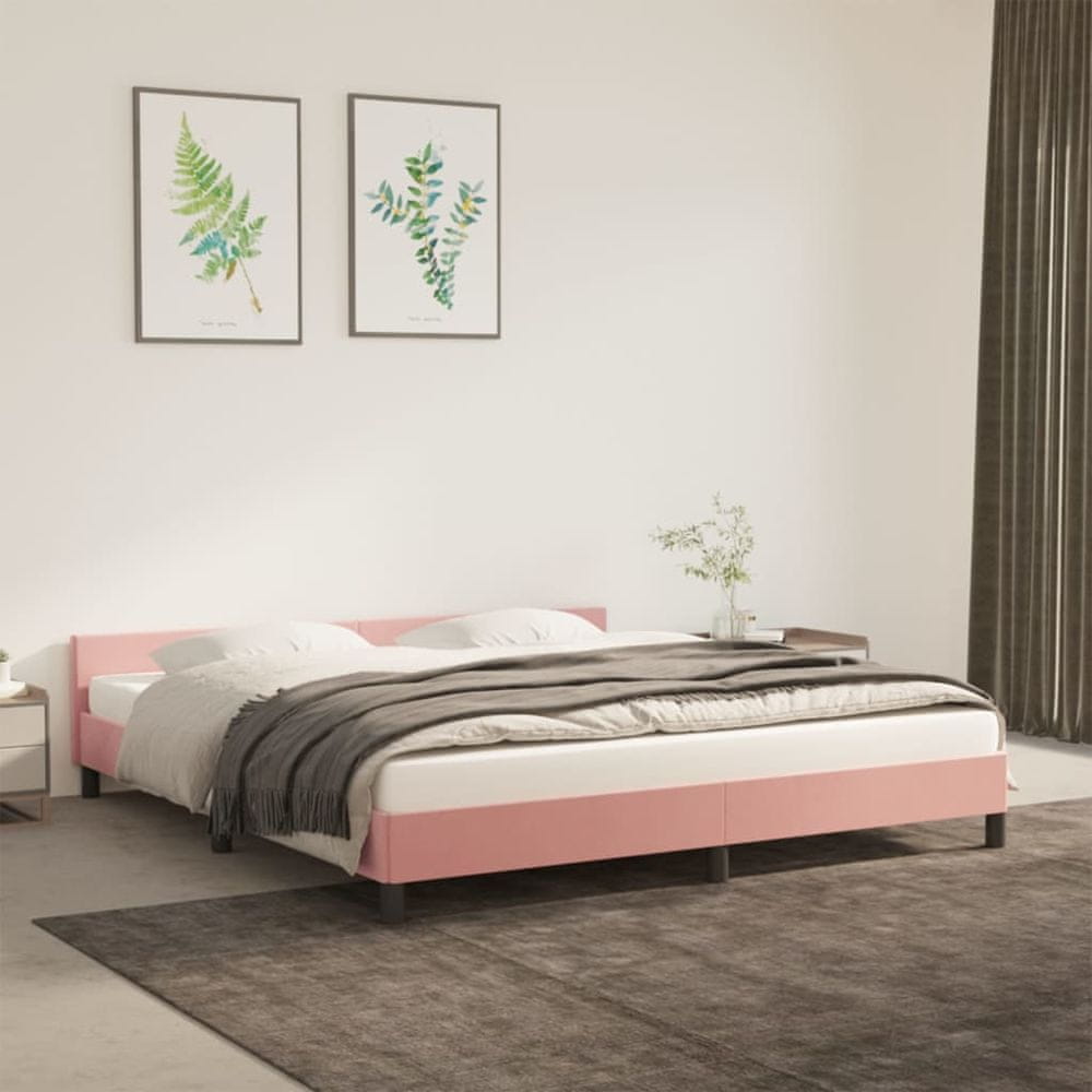 Petromila vidaXL Rám postele s čelom ružový 180x200 cm zamat