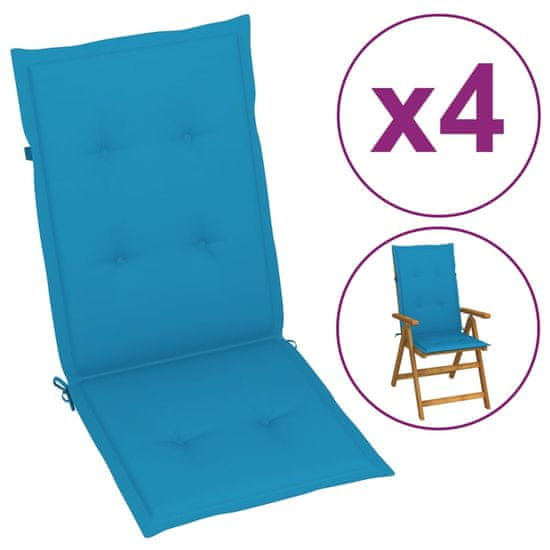 Vidaxl Podložky na záhradné stoličky 4 ks, modré 120x50x3 cm