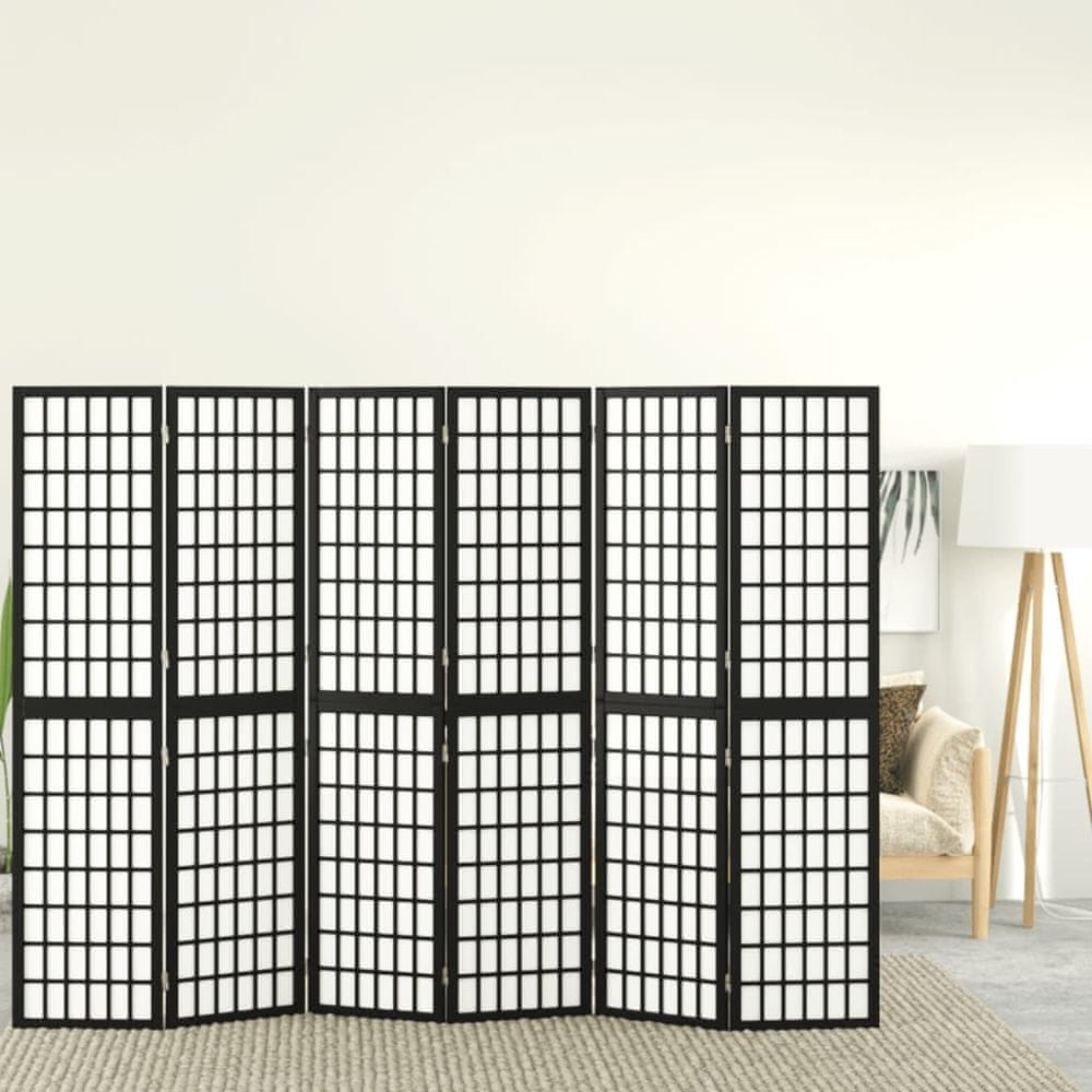 Petromila vidaXL Skladací paraván so 6 panelmi japonský štýl 240x170 cm čierny