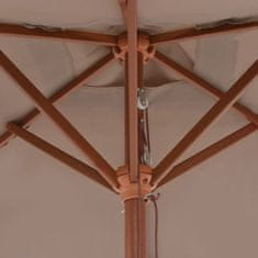 Vidaxl Vonkajší slnečník s drevenou tyčou 150x200 cm, sivohnedý