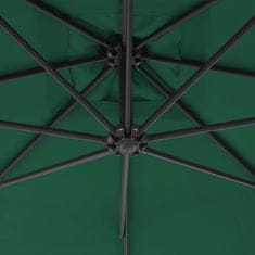 Vidaxl Závesný slnečník s oceľovou tyčou 300 cm zelený