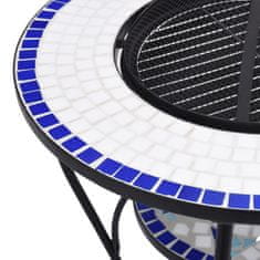 Vidaxl Mozaikový prenosný stôl s ohniskom modro-biely 68 cm keramický