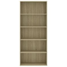 Vidaxl 5-poschodová knižnica dub sonoma 80x30x189 cm drevotrieska