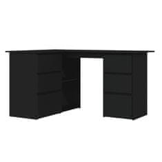 Vidaxl Rohový stôl, čierny 145x100x76 cm, drevotrieska