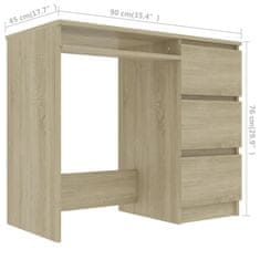 Vidaxl Písací stôl, dub sonoma 90x45x76 cm, drevotrieska