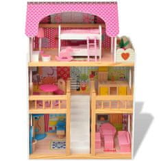 Vidaxl 3-poschodový domček pre bábiky, drevený, 60x30x90 cm