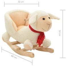 Vidaxl Hojdacie zvieratko, ovca s operadlom plyšové 60x32x50 cm biele