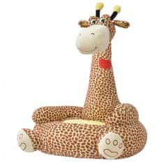 Vidaxl Plyšové detské kreslo, žirafa, hnedé