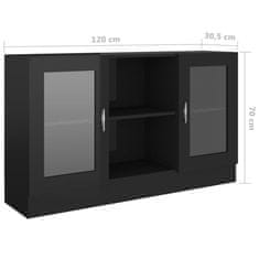 Vidaxl Vitrína, lesklá čierna 120x30,5x70 cm, drevotrieska