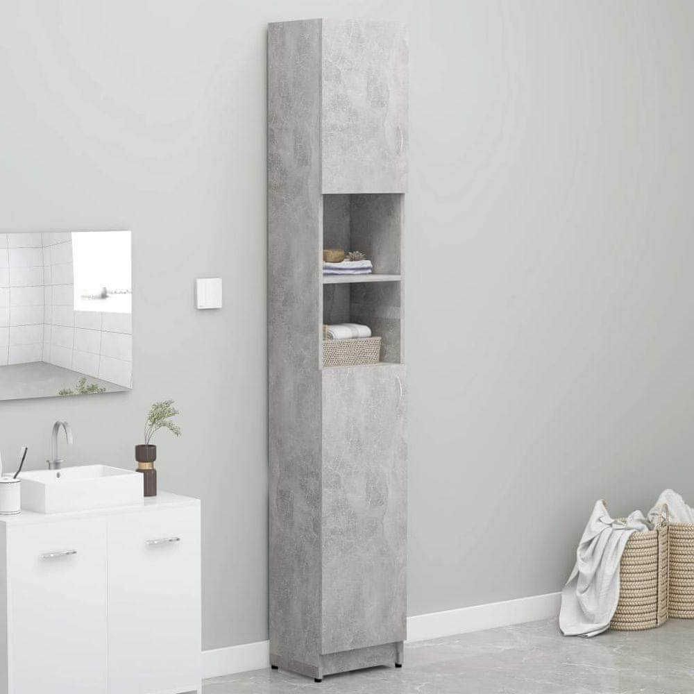 Vidaxl Skrinka do kúpeľne, betónovo sivá 32x25,5x190 cm, drevotrieska