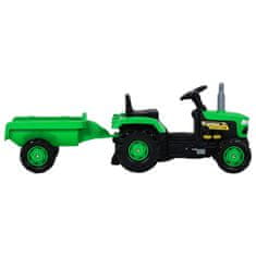 Vidaxl Detský traktor s pedálmi a prívesom, zeleno-čierny