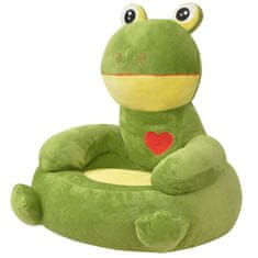 Vidaxl Plyšové detské kreslo, žaba, zelené
