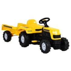 Vidaxl Detský traktor s pedálmi a prívesom, žltý