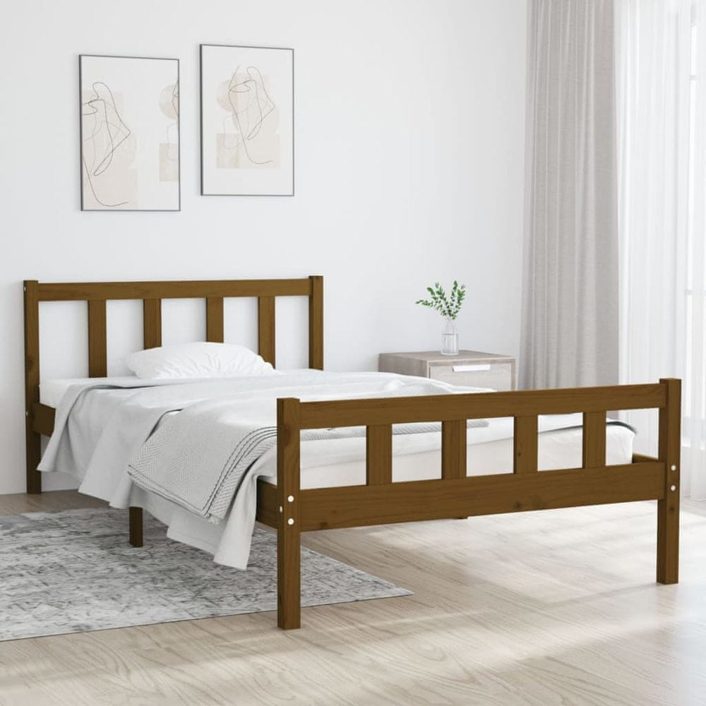 Vidaxl Rám postele, medovo hnedý, masívne drevo, 90 x 200 cm