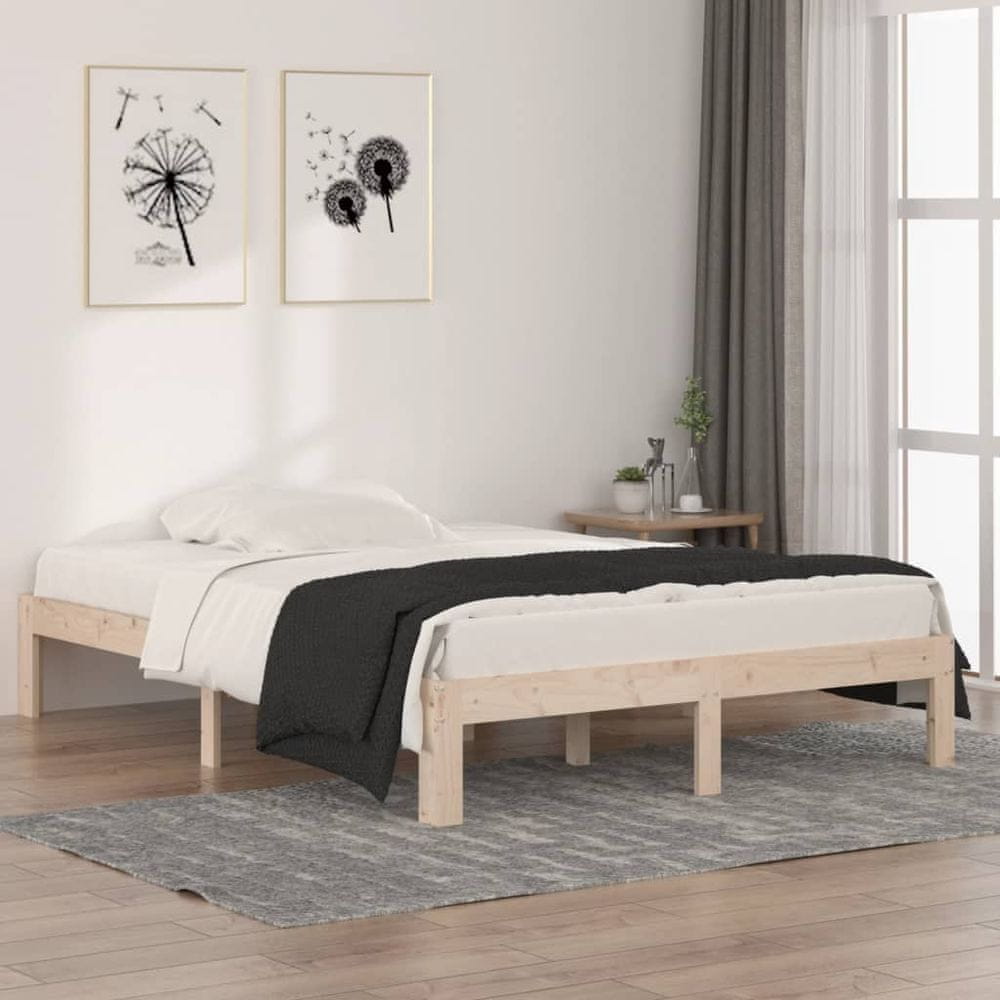 Vidaxl Rám postele z masívneho dreva, 135x190 cm, 4FT6, dvojlôžková
