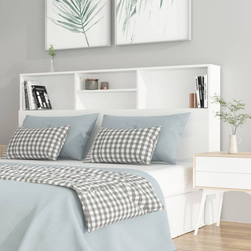 Vidaxl Čelo postele s policami, biele, 160x19x103,5 cm