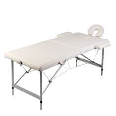 Petromila vidaXL Krémovo biely skladací masážny stôl, 2 zóny, hliníkový rám