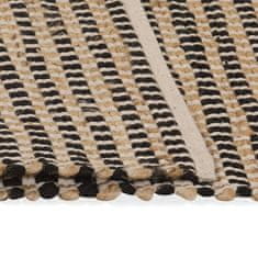 Vidaxl Ručne tkaný jutový koberček prírodný a čierny 120x180 cm