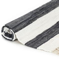 Vidaxl Ručne tkaný koberec Chindi antracitovo-biely 200x290 cm bavlnený
