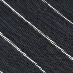 Vidaxl Ručne tkaný koberec Chindi antracitový 160x230 cm bavlnený