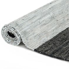 Vidaxl Ručne tkaný Chindi koberec svetlosivý a čierny 160x230 cm kožený