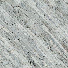 Vidaxl Ručne tkaný Chindi koberec svetlosivý 190x280 cm kožený