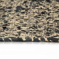 Vidaxl Ručne tkaný koberec Chindi, koža+bavlna 160x230 cm, antracitový
