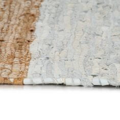Vidaxl Ručne tkaný Chindi koberec svetlosivý a žltohnedý 16x230 cm kožený