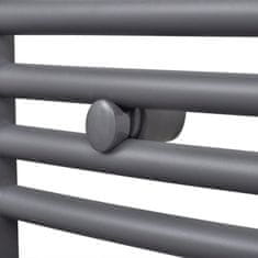 Vidaxl Sivý rebríkový radiátor na centrálne vykurovanie, zaoblený 600x1424 mm