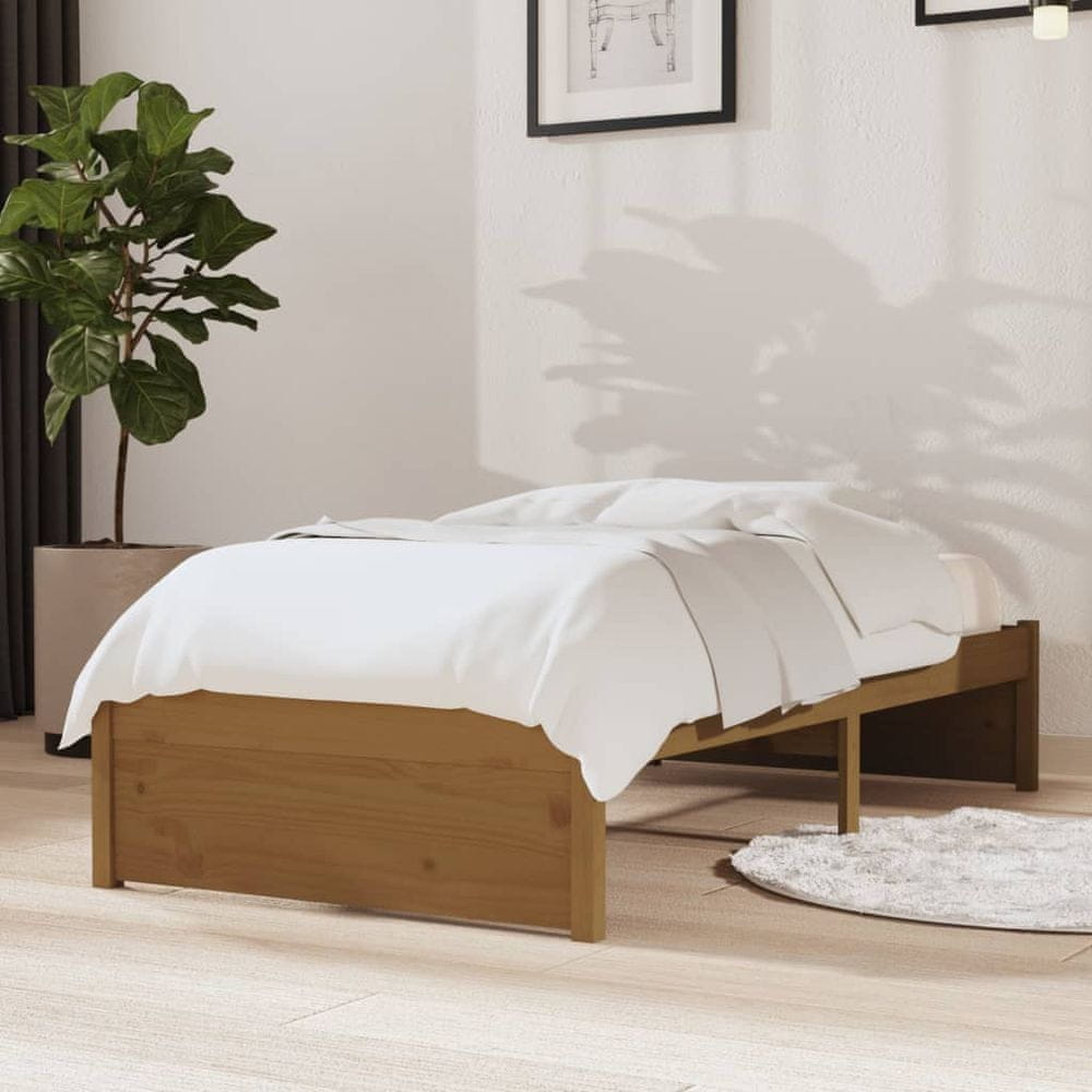 Vidaxl Rám postele, medovo hnedý, masívne drevo, 75x190 cm, jednolôžkový