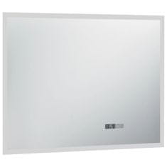 Vidaxl Kúpeľňové LED zrkadlo s dotykovým snímačom a časovým displejom 80x60 cm