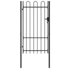 Petromila vidaXL Jednokrídlová plotová brána s oblúkom, oceľ 1x1,75 m, čierna
