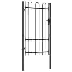 Petromila vidaXL Jednokrídlová plotová brána s oblúkom, oceľ 1x1,75 m, čierna